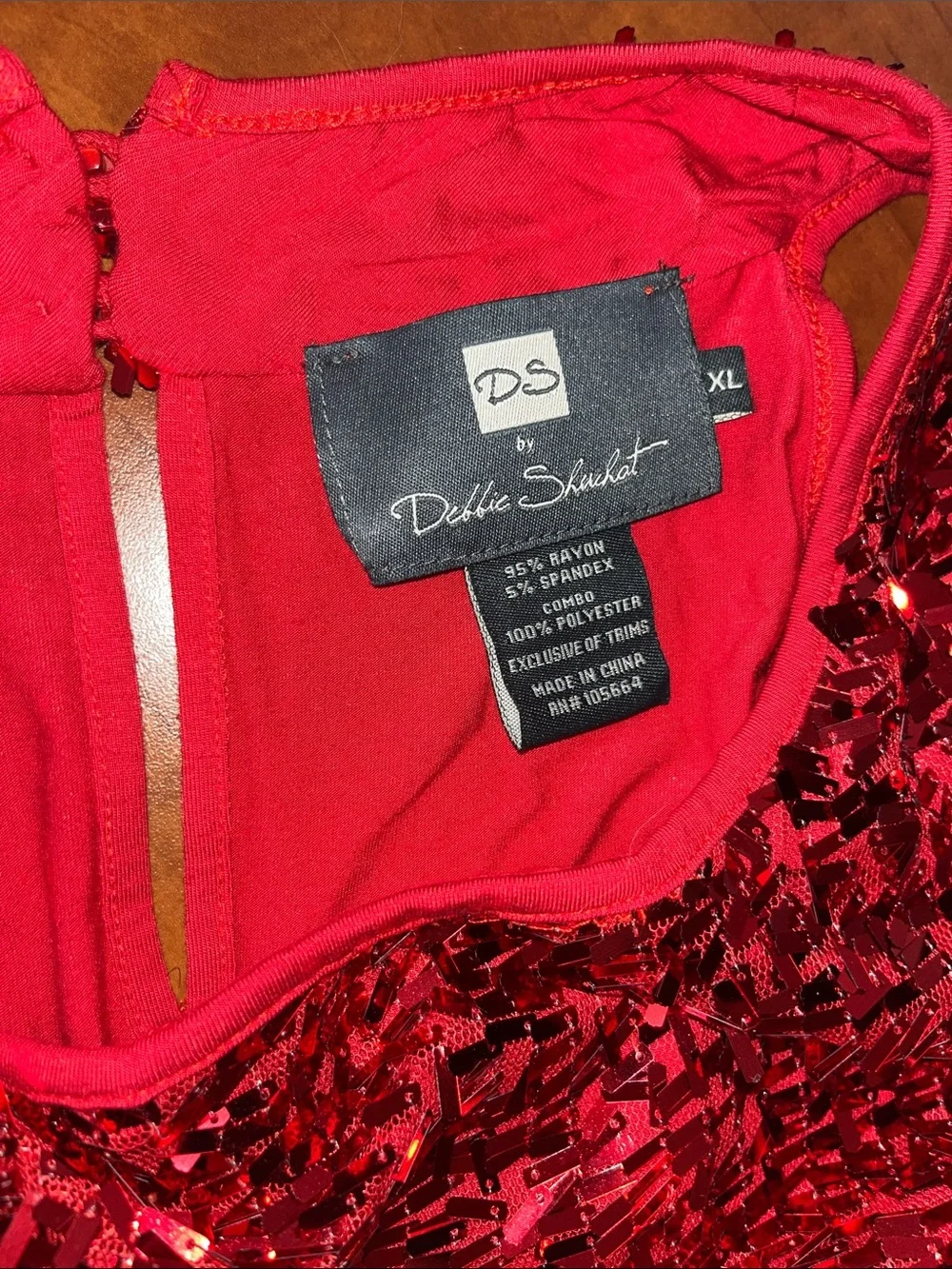 BOTH Sequin Party Tops Red & Silver Confetti Sequins Club Wear Drape Neck - Picture 15 of 15